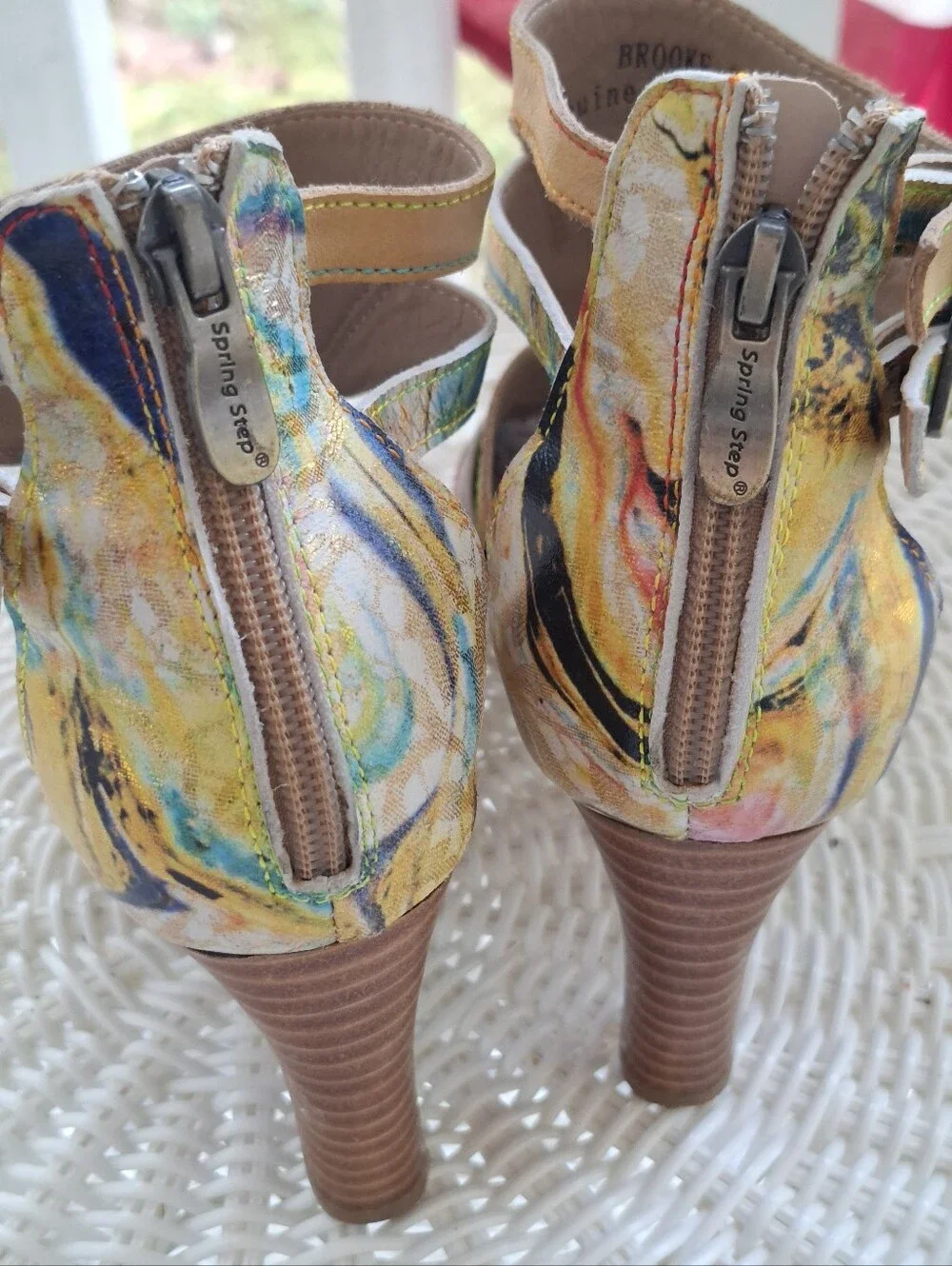 L'Artiste Hand Painted Hand Tooled Leather Heeled Sandals 
